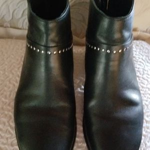 Black leather booties